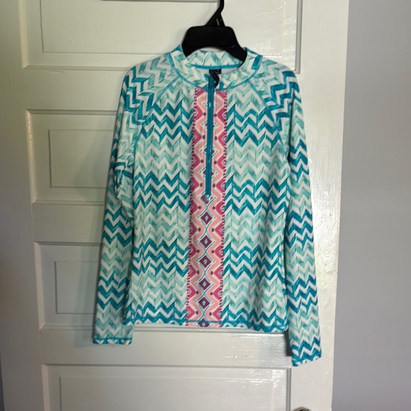 Chevron Pattern Long Sleeve Rash Guard Swim Shirt - Picture 1 of 4